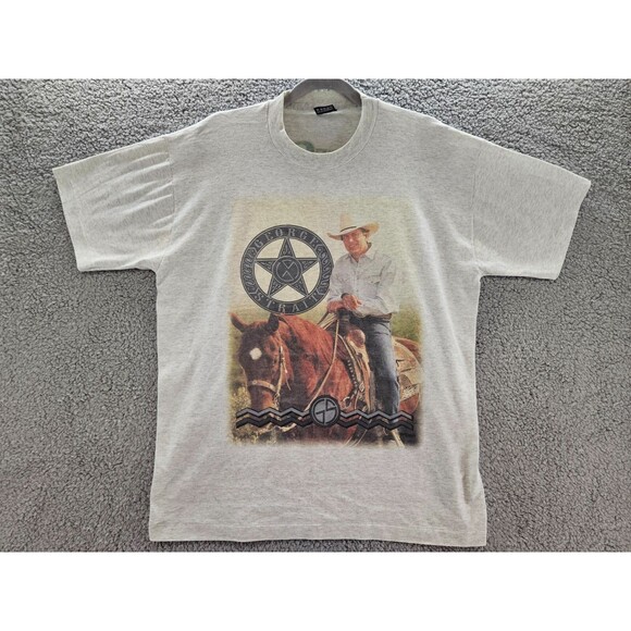 George Strait Shirt Mens XL USA Tour White Single Stitch Vintage